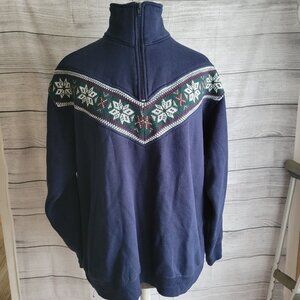 Vintage Rue 21 Snowflake Sweatshirt Fair Isle Quarter-Zip size Large